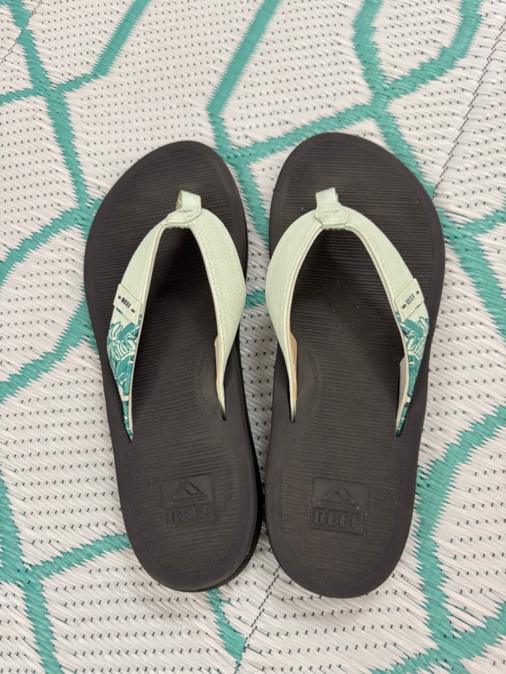 Reef Santa Ana Flip Flop Sandals Womens Size 11 Mint Green Gently Used